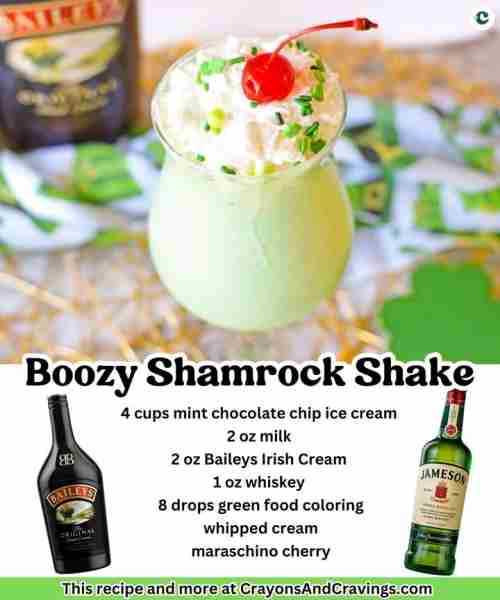 Boozy Shamrock Shake ☘️ Celebrate St. Patrick’s Day with a grown-up spin on a classic! This Boozy Sh...