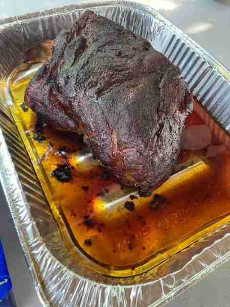 Boston Butt. So I smoked this 9 lb. bad boy for 13 hours @ 200 degrees in my Pellet Smoker but I cha...