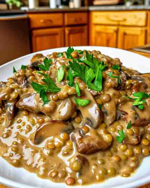 Rich and Savory Lentil Stroganoff with Mushrooms 🥗🍜 Ingredients: - 1 cup cooked green or brown...
