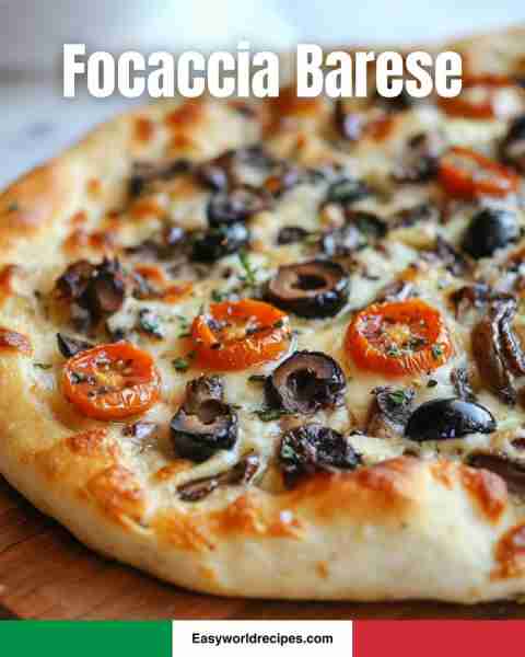 Homemade Focaccia Barese Recipe 🇮🇹🥖 A crispy and fluffy focaccia from Bari, topped with tomatoes, o...