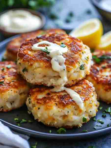 Spicy Sriracha Crab Cakes Ingredients: 1 lb lump crab meat 1/2 cup crushed tortilla chips 1/4...