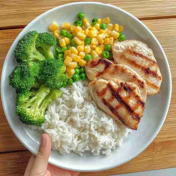Simple Grilled Chicken with Rice, Broccoli, and Mixed Veggies 🍗🥦🍚 Prep Time: 10 minutes Cooking T...