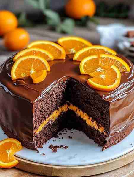 Chocolate Orange Cake 🍫🍊🧡 Ingredients: 2 cups flour 1 cup cocoa powder 1 ½ cups sugar 1 t...