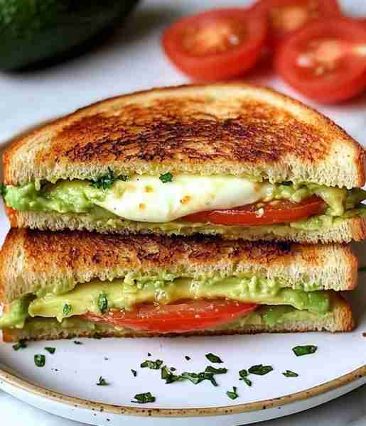 Avocado, Mozzarella, and Tomato Grilled Cheese 🌿 Fresh, simple, and satisfying – this Grilled Chees...