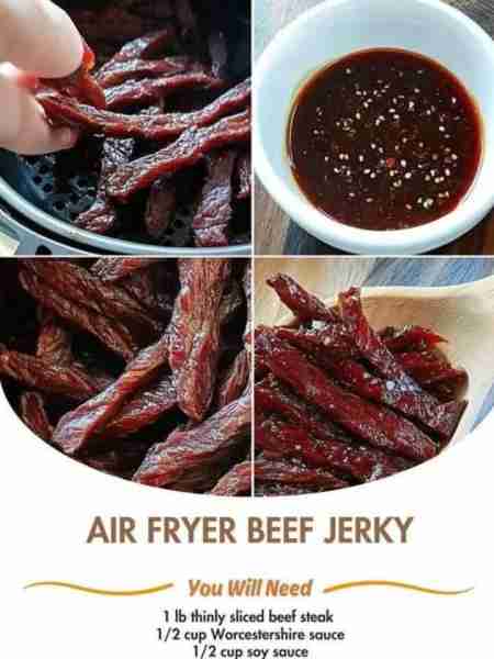 Air Fryer Beef Jerky See recipe: https://thetravelbible.com/air-fryer-beef-jerky-a-simple-and-delici...