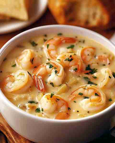 Creamy Shrimp Chowder 🦐🍲 Ingredients: - 1 lb shrimp, peeled and deveined - 2 tablespoons olive...