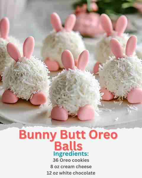 Bunny Butt Oreo Balls Ingredients: 36 Oreo cookies (classic, not double-stuffed) 8 oz cream cheese,...