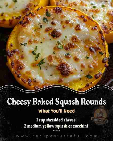 Cheesy Baked Squash Rounds ✨ Ingredients: 2 medium yellow squash or zucchini 🟡 1 cup shredded chee...