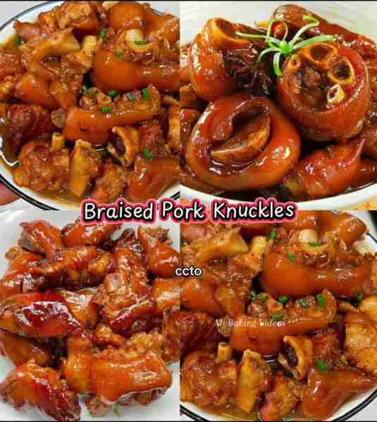Braised Pork Knuckles Recipe! Ingredients: 2 pork knuckles, cleaned and cut into pieces 2 tablespoon...