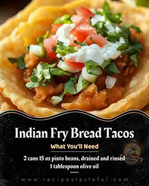 Indian Fry Bread Tacos Ingredients: 2 cups all-purpose flour 1/2 teaspoon salt 1 tablespoon baking p...