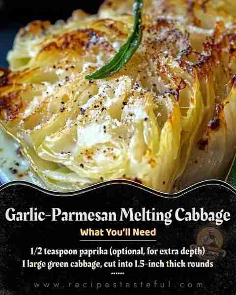 Garlic-Parmesan Melting Cabbage Ingredients For the Cabbage: 1 large green cabbage, cut into 1.5-inc...