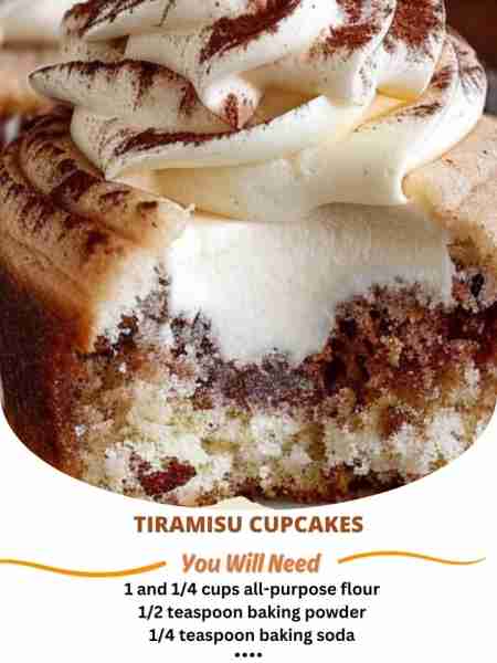 Tiramisu Cupcakes Ingredients: For the Cupcakes: 1 and 1/4 cups all-purpose flour 1/2 teaspoon bakin...