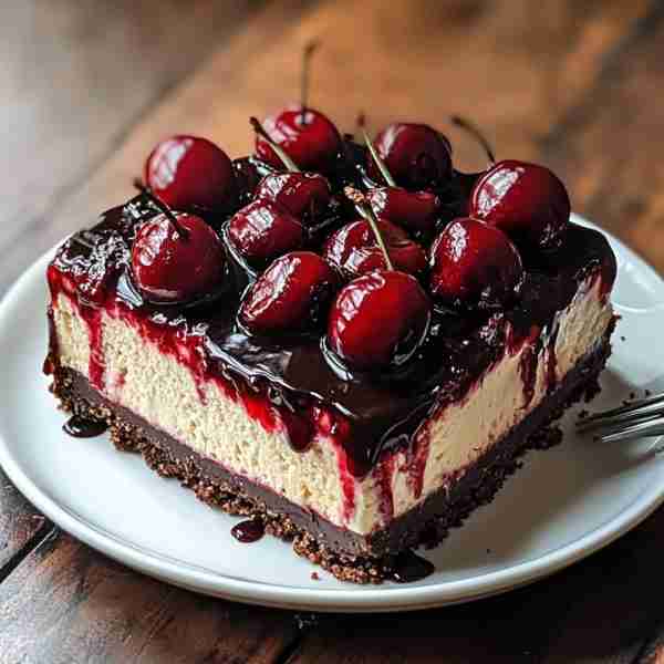 Black Forest Cheesecake 🍒🍫🍰 A luscious combination of creamy cheesecake, sweet cherries, and indu...