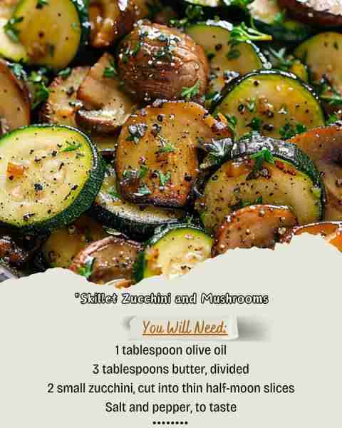 Skillet Zucchini and Mushrooms 🥒🍄 A delightful skillet dish showcasing tender zucchini and flavorf...