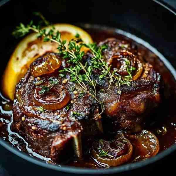Braised Beef Shanks in Red Wine Sauce with Caramelized Onions & Roasted Lemon 🍷🥩🔥 Ingredients: Fo...