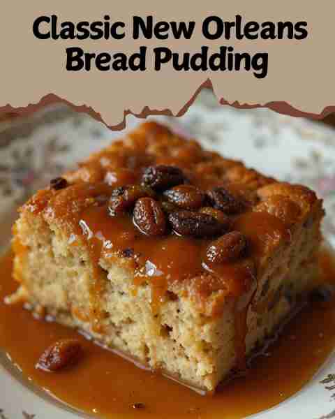 ✅Classic New Orleans Bread Pudding✅ A Southern classic—moist, custardy bread pudding loaded with r...