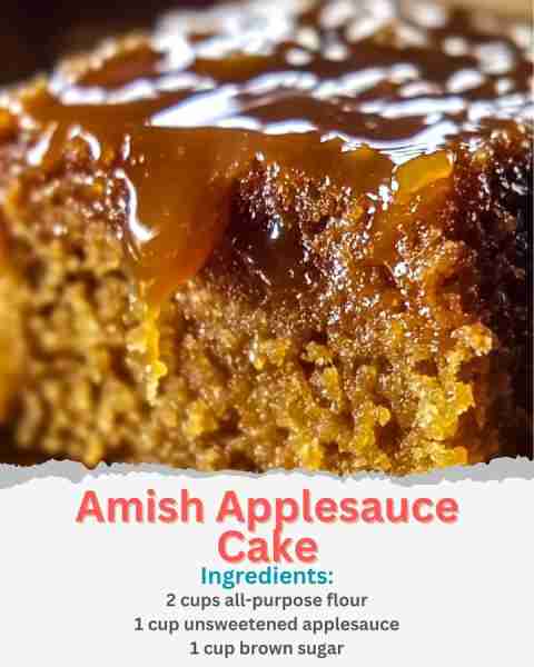 Amish Applesauce Cake Ingredients: For the Cake: 2 cups all-purpose flour 1 cup unsweetened applesau...