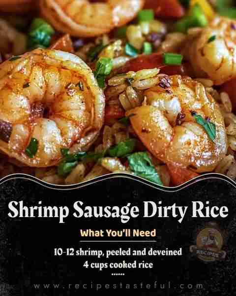 Delicious Shrimp Sausage Dirty Rice 🦐🍚 Ingredients: 1 lb ground beef 1 lb ground sausage 10-12 shr...