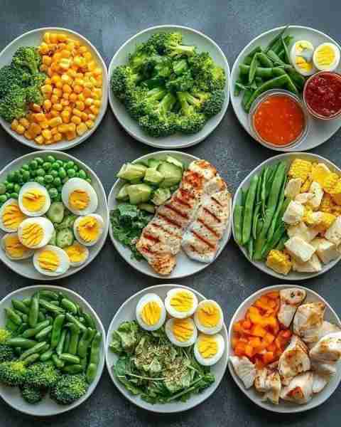 Plate 1: Broccoli & Corn Medley 🥦🌽 Ingredients: 1 cup broccoli florets 1/2 cup corn kernels 1 tbsp...