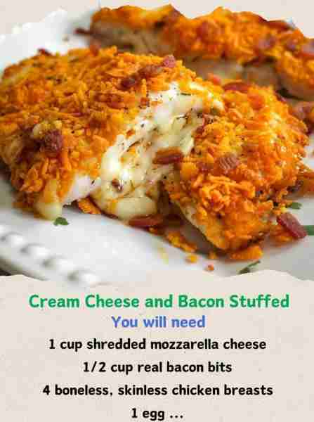 Cream Cheese and turkey Bacon Stuffed Doritos Chicken Ultimate Cheesy turkey Bacon Dorito-Crusted Ch...