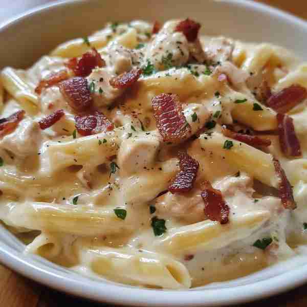 Chicken Bacon Ranch Pasta 🍗🥓🍝 Indulge in the creamy and flavorful goodness of our Chicken Bacon R...