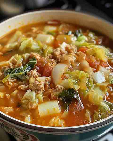 Cabbage Soup Ingredients: 2 tablespoons olive oil 1 onion, diced 3 carrots, sliced 3 celery st...