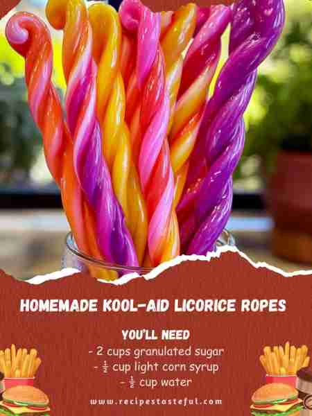 Homemade Kool-Aid Licorice Ropes Ingredients 2 cups granulated sugar 1/2 cup light corn syrup 1/2 cu...