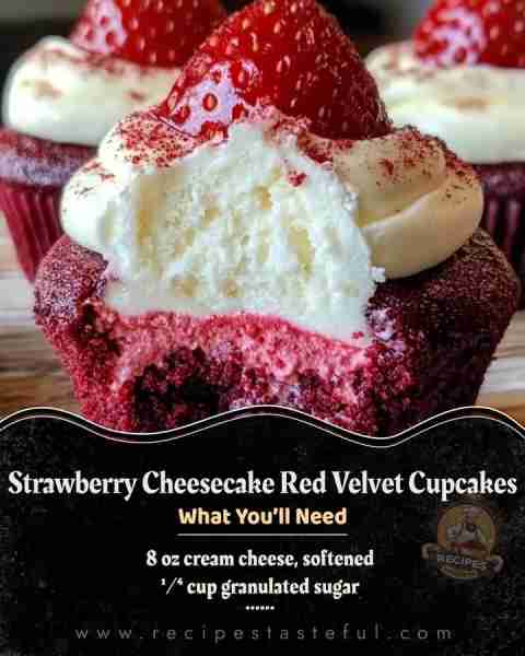 Strawberry Cheesecake Red Velvet Cupcakes Ingredients: For the Cupcakes: 1 ½ cups all-purpose flour...