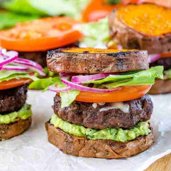 Beef + Sweet Potato Sliders 🍔🍟 SUPER EASY, just bake in your oven on two separate sheet pans: DONE...