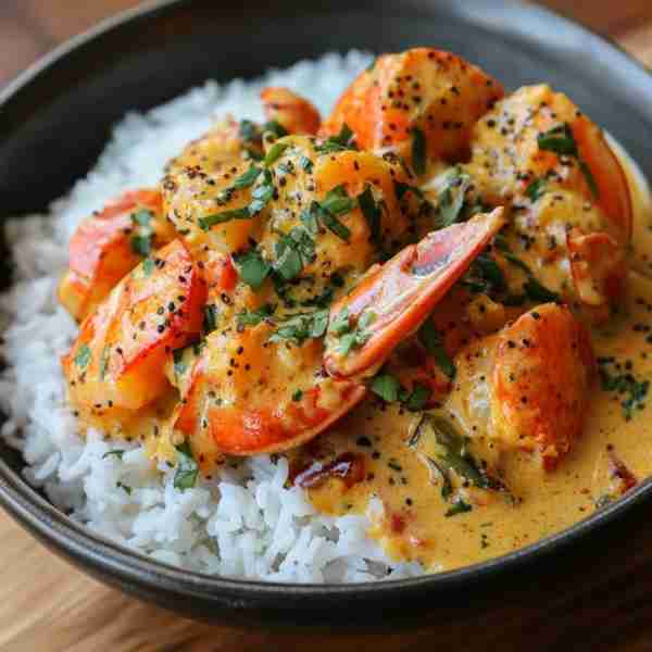 Coconut Curry Lobster with Jasmine Rice 🦞🥥🍚 Servings: 4 Prep Time: 15 minutes Cook Time: 25 minut...