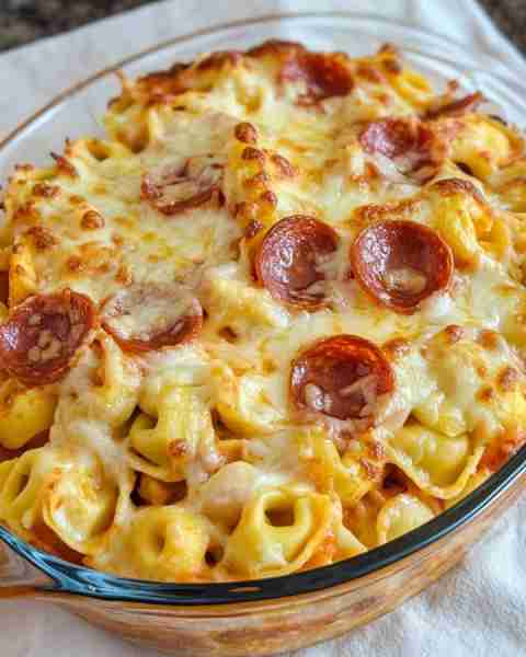 Tortellini Pepperoni Pizza Casserole Ingredients: Ingredients: 1 (16 oz) package of cheese tortellin...
