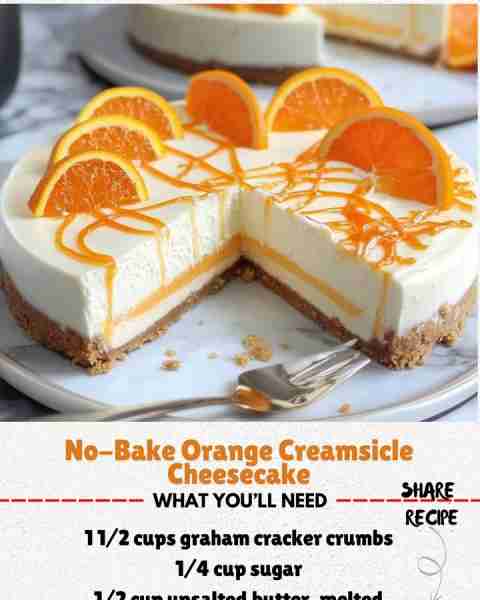 No-Bake Orange Creamsicle Cheesecake ❤️ This No-Bake Orange Creamsicle Cheesecake is the perfect des...