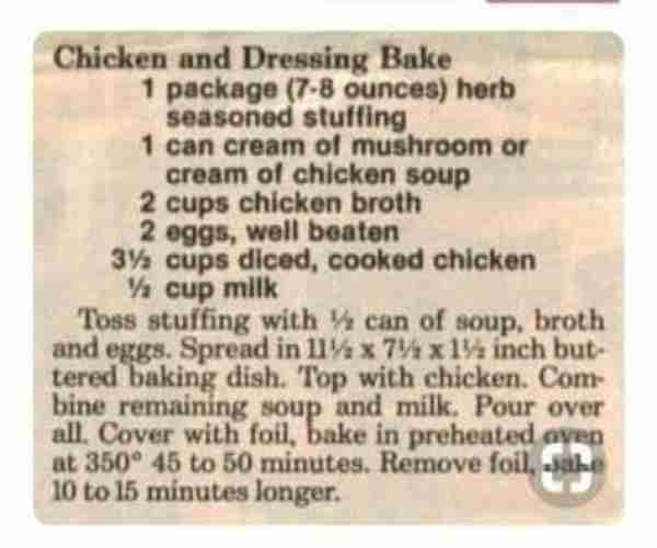 Chicken and Dressing Bake ~ This is really good, quick and easy to make. #chickenrecipes #chickenand...