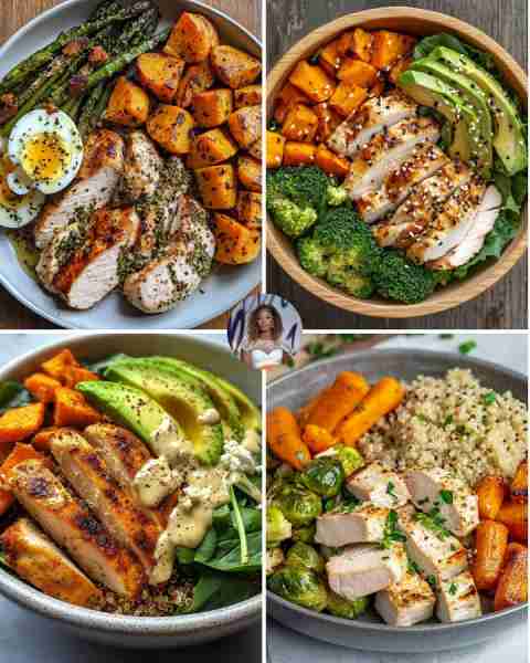 Maple Dijon Chicken & Roasted Sweet Potatoes 🍗🍠 ✅ Ingredients: Grilled chicken breast (seasoned w...