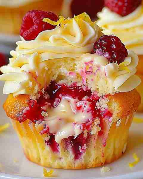 Raspberry Lemon Heaven Cupcakes 🍋 Ingredients: For the Lemon Cupcakes: 1 ½ cups all-purpose flour 1...