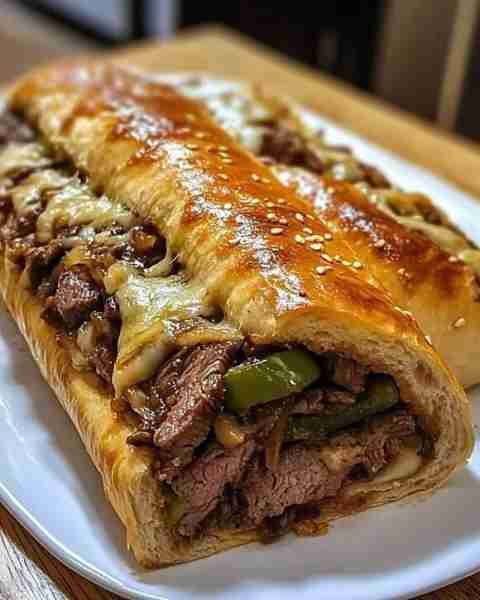 Philly Cheesesteak Stromboli Recipe This delicious twist on a classic Philly Cheesesteak combines ju...