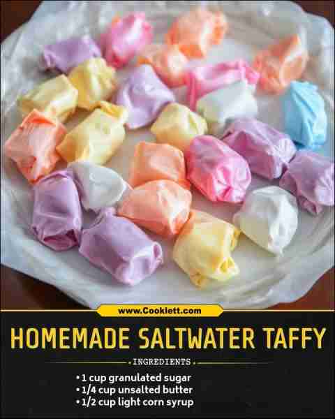 Homemade Saltwater Taffy 🍬 Ingredients: 1 cup granulated sugar 1/4 cup unsalted butter 1/2 cup ligh...