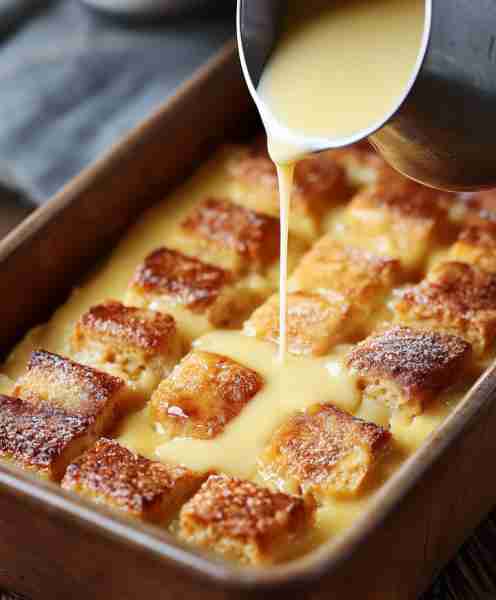 Bread Pudding in Casserole with Vanilla Sauce - Don't LOSE this Recipe 😋 Ingredients: For the Bread...