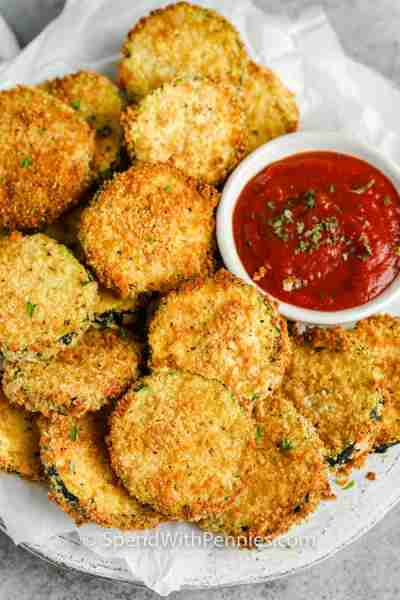 https://www.spendwithpennies.com/air-fryer-zucchini-chips/ Air fryer breaded zucchini chips are easy...