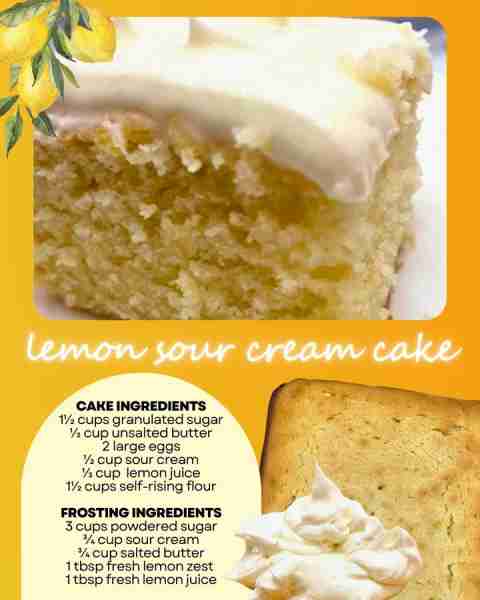 LEMON SOUR CREAM CAKE!! 🍋 Moist, bright, and full of lemony goodness! 🍋🔥 This cake is the ultimat...