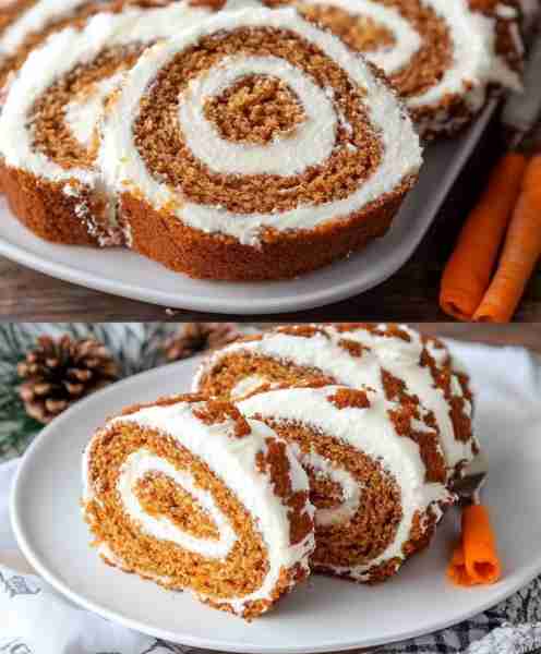 🎉 Indulge in this delightful Carrot Cake Roll – a twist on a classic favorite! 🥕🍰