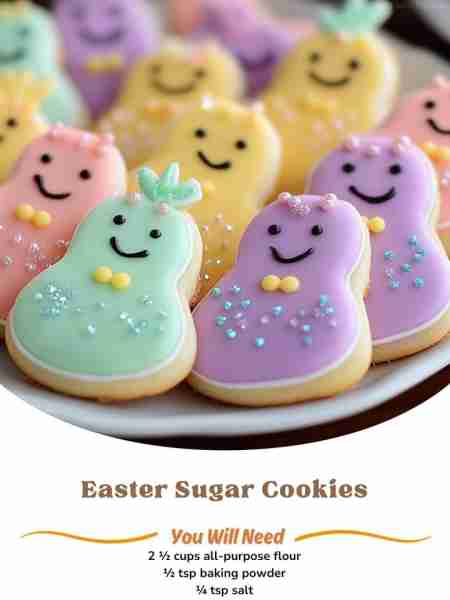 🌸🐰 Easter Sugar Cookies 🐰🌸 These adorable Easter Sugar Cookies are perfect for your holiday cele...