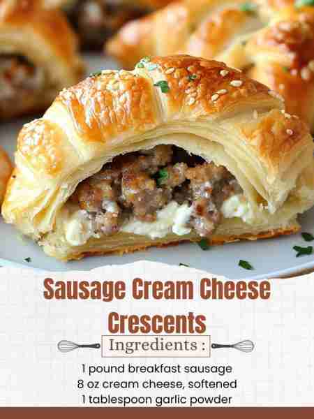 Sausage Cream Cheese Crescents Ingredients: 1 pound breakfast sausage 8 oz cream cheese, softened 1...