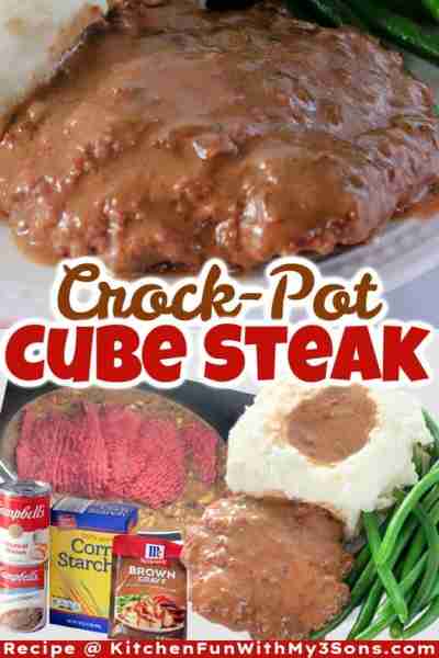 Full Recipe 👇 CROCK-POT CUBE STEAK - just 5-ingredients! This is so delicious and incredibly EASY t...