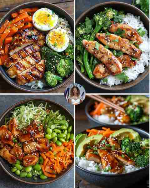 Teriyaki Chicken & Roasted Veggie Bowl 🍗🥦 ✅ Ingredients: Grilled chicken breast (brushed with ter...