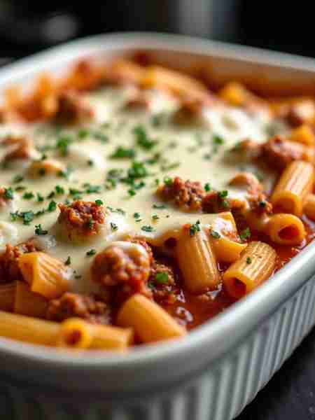 Baked Mostaccioli Recipe 🍝 Ingredients: 1 pound mostaccioli pasta 1 pound ground beef 1 pound Itali...