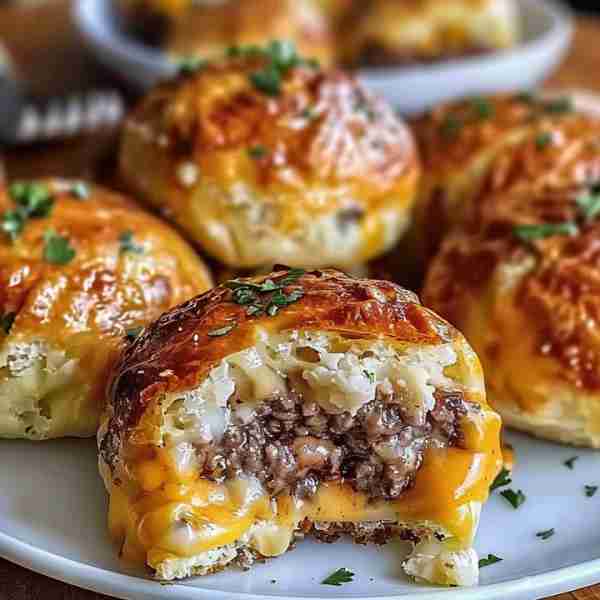 Garlic Parmesan Cheeseburger Bombs 🍔 Ingredients: 1 lb ground beef 1/2 tsp salt 1/2 tsp black peppe...