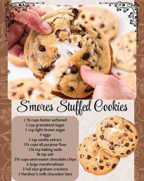 S'MORES STUFFED COOKIES! 🍪 1 ⅓ cups butter softened 🍪 1 cup granulated sugar 🍪 1 cup light brown...