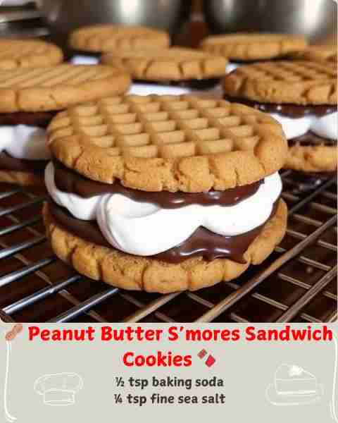 🥜 Peanut Butter S’mores Sandwich Cookies 🍫 Ingredients For the Cookies: 1 cup (250g) creamy peanut...