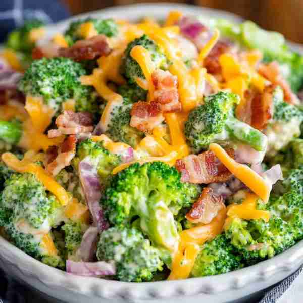 Every bite of this broccoli salad is loaded with bacon, shredded cheese, onion and broccoli, all in...